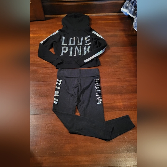 PINK Victoria's Secret Tops - RARE Victoria's Secret Bling Hoodie And Bling Leggings Set (2 Piece)